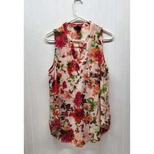 Ultra Flirt Sleeveless Floral Sheer Shirt